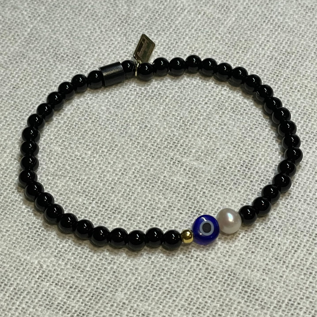 Evil Eye Black Beads 925 Sterling Silver Bracelet - Valentine's Gift – Zavya
